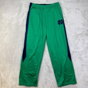 Notre Dame Pants Mens Large Green Shiny Relaxed Baggy Y2K Loose Athletic NCAA